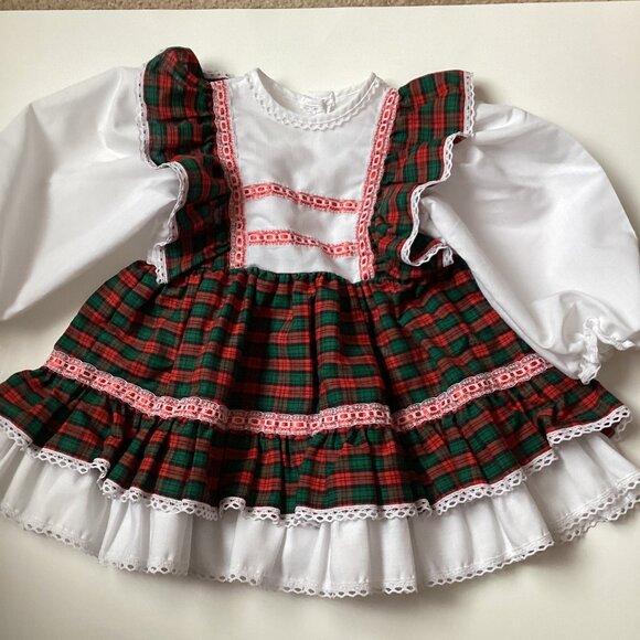 Cindy Sue Vintage Little Girls Dress Scottish Scotland 24 Months Tartan Plaid - Picture 1 of 6